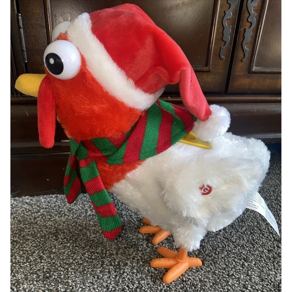 Gemmy Christmas Singing & Dancing Chicken Egg Laying Hen Plush *WORKS* W/3 Eggs